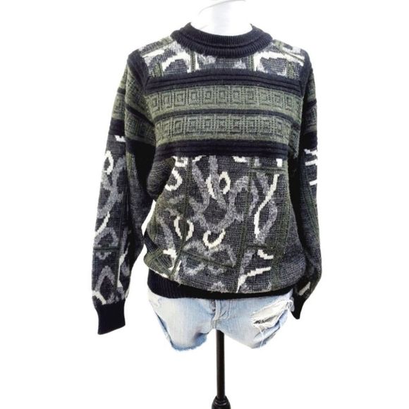 Italian Acrylic Wool Vintage knit sweater made in Italy Medium - Picture 2 of 16